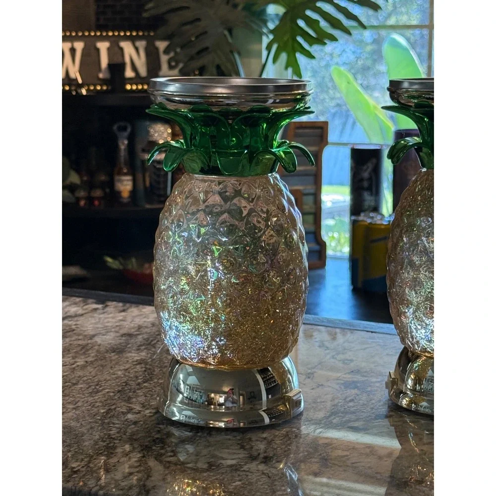Bath & Body Works Pineapple Pedestal‎ Candle Holder Iridescent Gold set of 2 - Picture 3 of 4